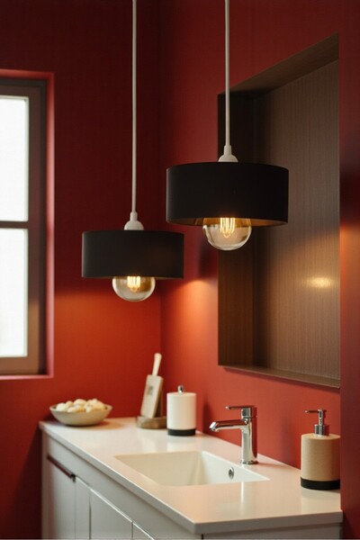 Dropcek eticaret İkili Beton Görünümlü Oval Avize Sarkıt, Toz Tutmayan, Vegan...