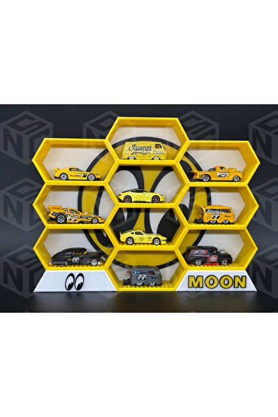 HasFar Tech Moon Eye - Themed Hexagonal Hot Wheels Car Rack 9-Piece
