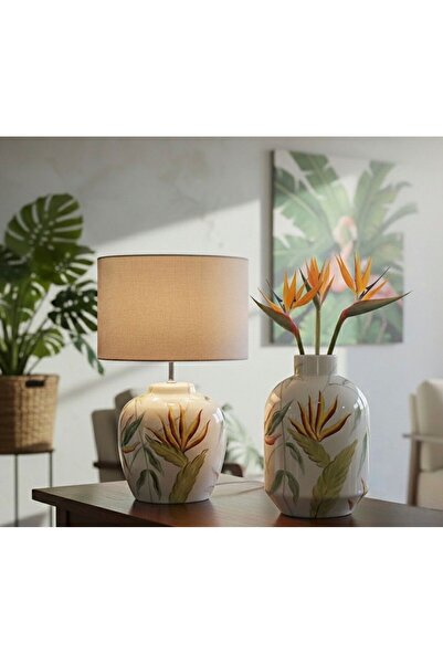 PINALE ART El Yapımı Seramik Abajur 42x30x30cm