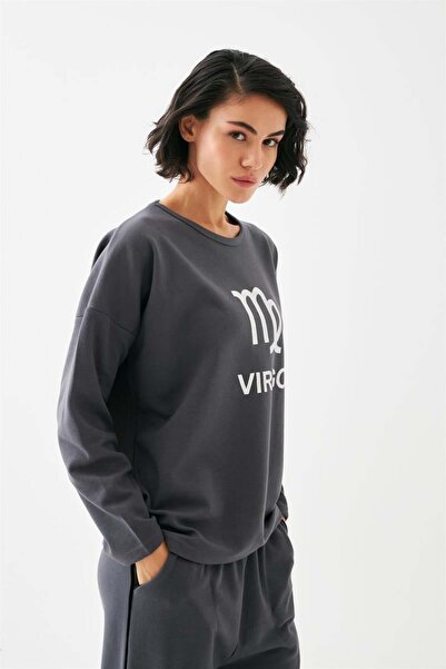 modaserdem Akbeniz Women's Smoked Virgo Oversized 2 Thread Tracksuit Home Wear Set