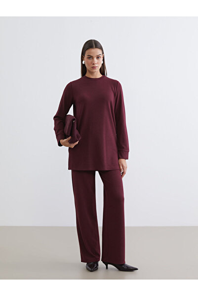 LC Waikiki Γυναικείο παντελόνι LCW Modest Plum με ελαστική μέση