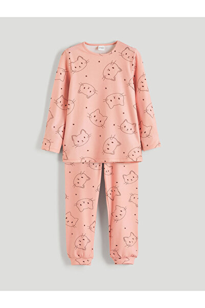 LC Waikiki New Season Crew Neck Fleece Girls' Pajama Set