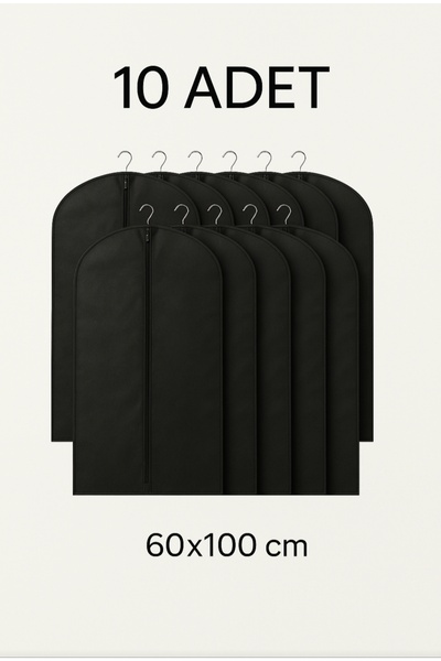 YELLOW STARY HOME DECOR (10 Adet) Siyah Tela Kumaş Elbise Kılıfı (Gamboç) - 60x100 cm Takım Elbise Koruma Hurcu