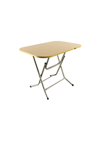 KlaussTech Folding Table, 50 x 80 cm, Wooden Top, Metal Frame, Light Weight, Brown