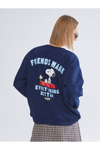 LC Waikiki سويت شيرت نسائي سميك كبير الحجم مطبوع عليه سنوبي