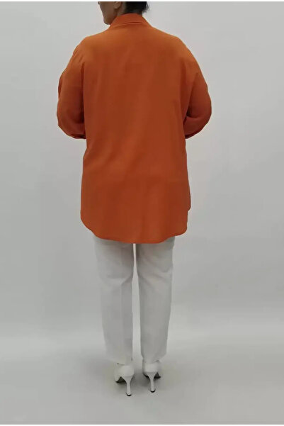 FOR ESRA BIG TREND Women's Large Size Solid Color Woven Viscose Shirt with Sleeves and Side Folds