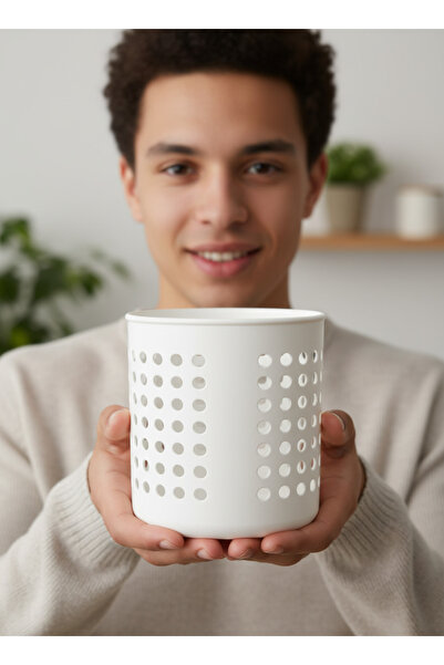 Hagen A+ Cylinder Cutlery Rack Countertop Serving Stand Upright Cutlery Organizer Holes for Water Drainage