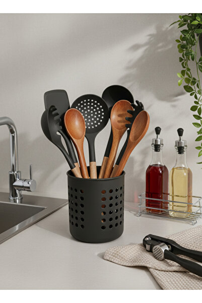 Hagen A+ Cylinder Cutlery Rack Countertop Serving Stand Upright Cutlery Organizer Holes for Water Drainage