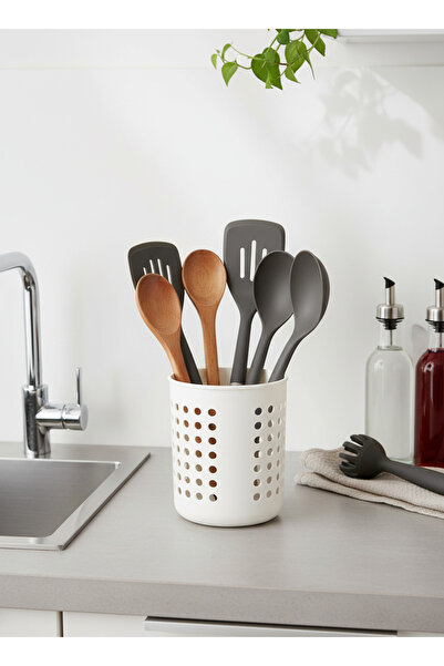 Hagen A+ Cylinder Cutlery Rack Countertop Serving Stand Upright Cutlery Organizer Holes for Water Drainage