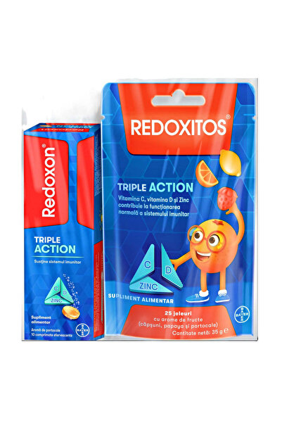 Bayer Redoxon Triple Action Pack 10 effervescent tablets + Redoxitos Triple Action 25 jellies Free,