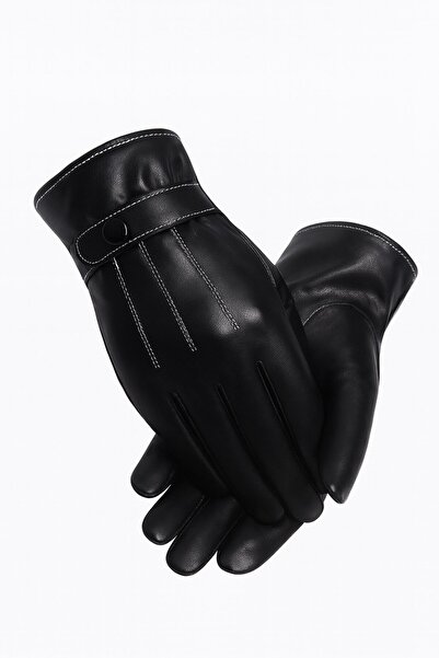 xeox Men's Standard Size Faux Leather Gloves Touch Screen Compatible