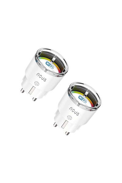 Nous Έξυπνη υποδοχή WiFi A1 με παρακολούθηση κατανάλωσης ενέργειας, 2 τεμάχια