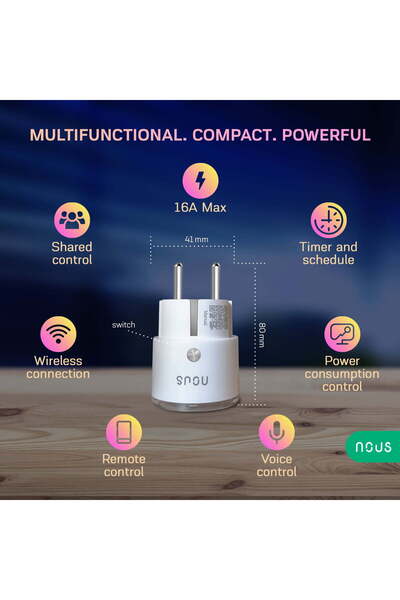 Nous Έξυπνη υποδοχή WiFi A1 με παρακολούθηση κατανάλωσης ενέργειας, 2 τεμάχια
