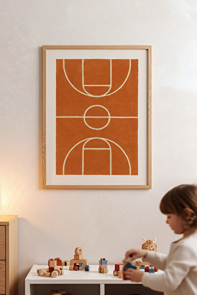 Posteria Spor Temalı Erkek Çocuk Odası Tablosu, Doğal Ahşap Çerçeve + Poster ...