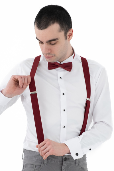 ELROZO طقم حزام وربطة عنق للرجال