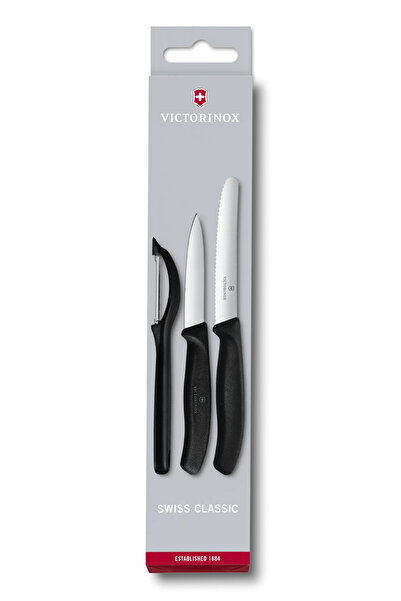 Victorinox Set 2 Cutite si Curatator Legume si Fructe Swiss Classic 6.7113.31, Negru