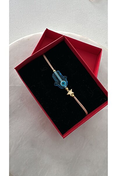 MeLunam Mavi Renk Beyaz Nazar Detaylı Ayarlanabilir Model İp Fatma Ana Eli Be...