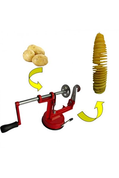 KlaussTech Vegetable and Fruit Slicer, Spiral Slicer, Durable Metal, Easy to Use, Red