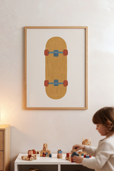 Posteria Spor Temalı Erkek Çocuk Odası Tablosu, Doğal Ahşap Çerçeve + Poster ...