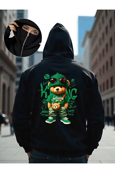 ship master سويت شيرت يونيسكس بقناع النينجا 3 Thread O قصة فضفاضة K بغطاء رأس...