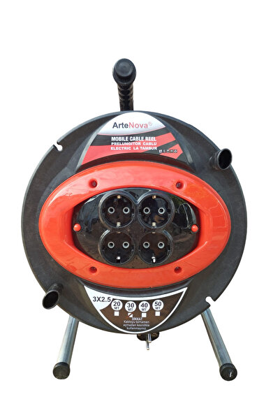 Artenova Extension cord, electrical cable on black reel, 30 meters.