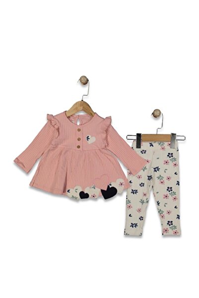 minella kids Girl 9/24 Months Heart Embroidered Set