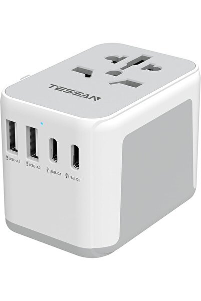 TESSAN International Travel Adapter with 2 USB-A and 2 USB-C (Type C/G/A/I)