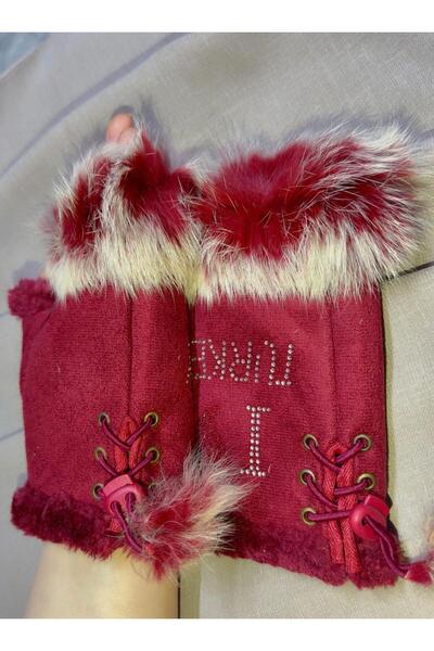 JHTshop Winter Furry Fingerless Gloves I Love Turkey