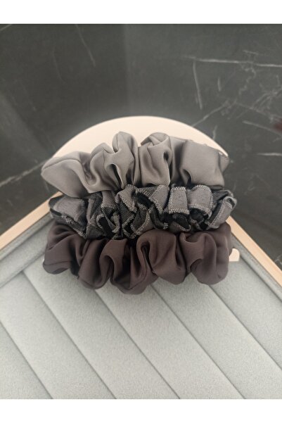 MutluBiDünya 3 lü Orta Boy Saten Scrunchie Saten Simit Toka Seti