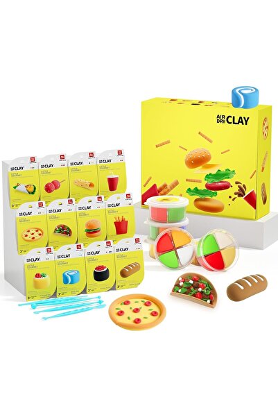 Twisoo مجموعة طين لوفور الجاف بالهواء للأطفال - مجموعة طين تشكيلي من 12 لونًا (برجر)