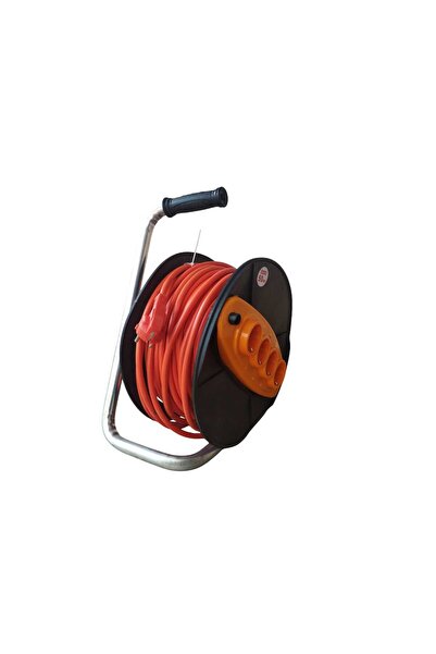 KlaussTech Extension cord, electrical cable on reel black / orange, 50 meters