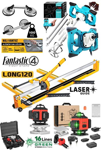 STAXX POWER Fantastic 4'lü Set 120cm Seramik Fayans Kesme Mak + 2'li Vantuz +...