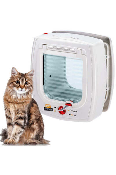 Ferplast Swing Cat Flap With Microchip Opening SystemColor: Brown, Dimension: 22.5 x 16.2 x 25.2cm