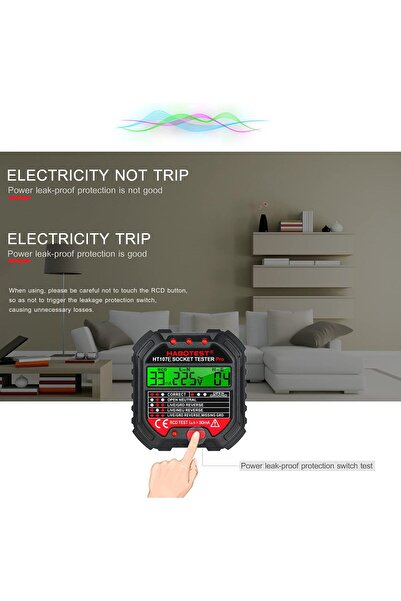 EACAM GFCI Outlet Tester with Voltage Display 90-250V Socket Tester HT107E