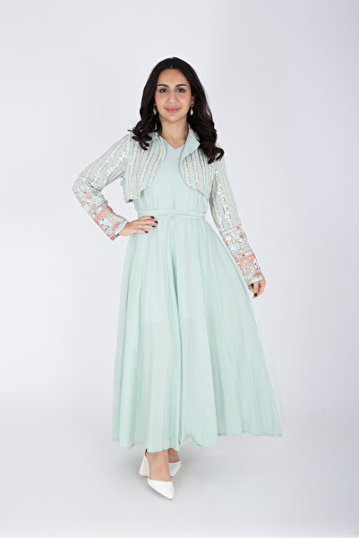 IKKXA فستان مطرز بنقشة عصرية من قطعتين