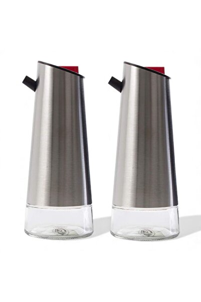 cc bin shihon Olive oil dispenser, 2-piece set for dispensing oil and vinegar, slim and convenient design, stainless steel with 250ml glass.