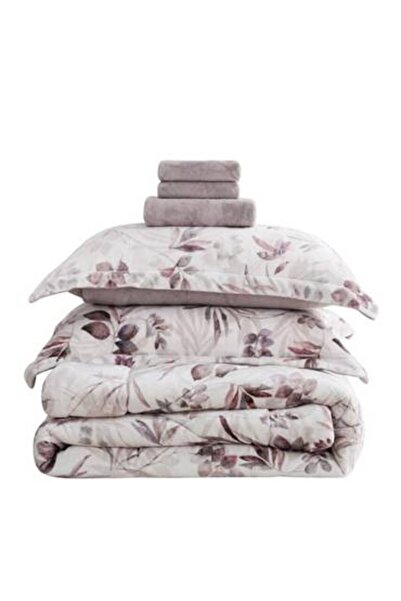 Cannon Canon Flannel Floral Bedspread with Sewn Filling 240x260cm 6 Pieces Double Size Donna