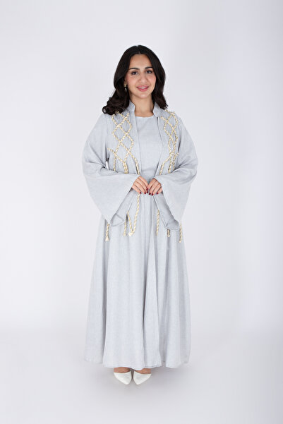 IKKXA 2 Piece Luxury Linen Rope Design Jalabiya