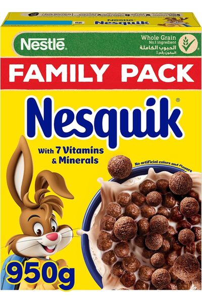 Nesquik حبوب نستله بنكهة الشوكولاتة، عبوة عائلية، مصنوعة من الحبوب الكاملة، 9...