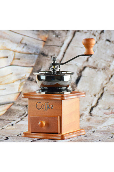 Seven Two Seven antique wooden hand coffee grinder