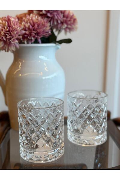 Miko Home & Garden Crystal Cut Glass Cup – Set of 2 (Heavy Base – Water & Soft Drink Glass)