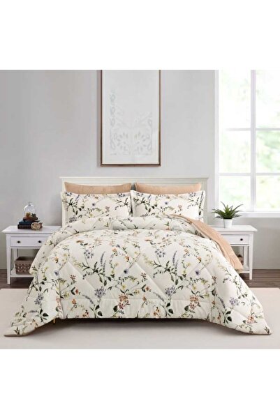 Cannon Floral Flannel Bedspread with Sewn Filling, 6 Pieces, Queen Size, 240x220cm, Donna Cannon