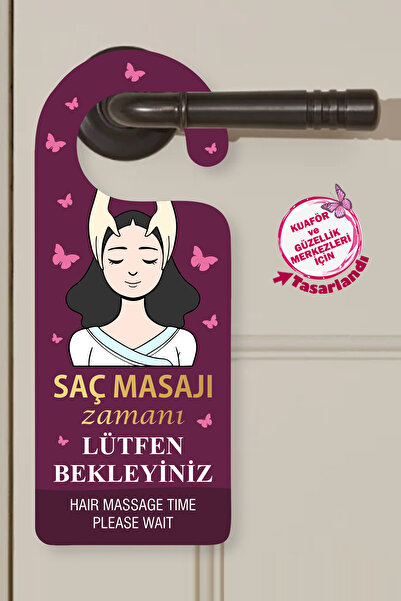 karanca parti süs الرجاء الانتظار لوقت تدليك الشعر - حامل مقبض الباب لصالونات...