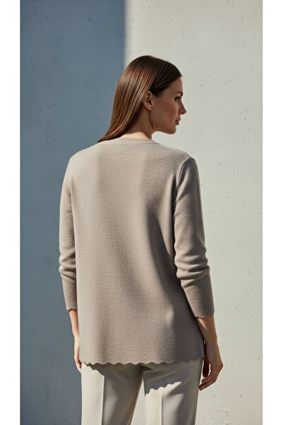 larocci Leaf Detailed Cardigan Light Mink +Shawl Gift