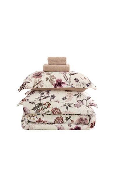 Cannon Canon Flannel Floral Bedspread with Sewn Filling 240x260cm 6 Pieces Double Size Donna