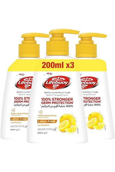 LİFEBUOY غسول اليدين المضاد للبكتيريا برائحة الليمون المنعش 200 مل × 3