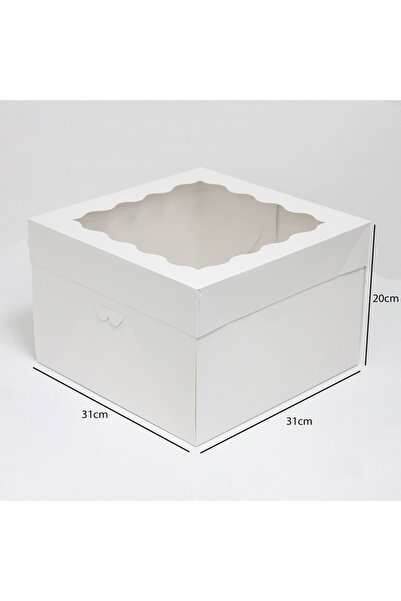 Generic White cake box with a transparent lid