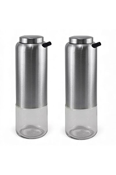 cc bin shihon Olive oil dispenser, 2-piece set for dispensing oil and vinegar, slim and convenient design, stainless steel with 250ml glass.