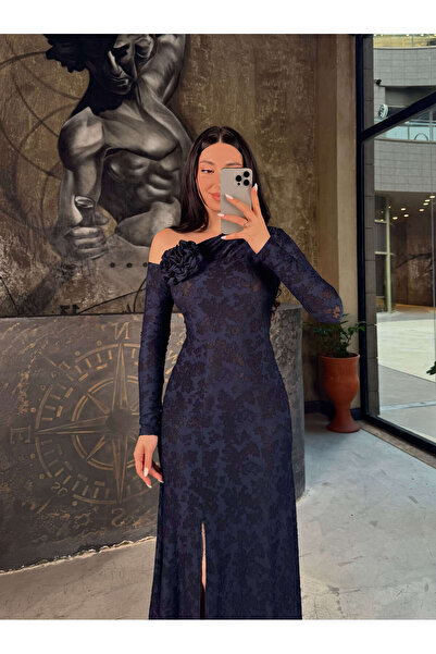 missswans Valeri Gül Çıkarılabilir Aksesuarlı Uzun Kol Önü Yırtmaçlı Uzun Elb...