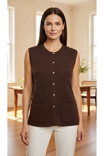 larocci Lace Knitted Vest Brown +Shawl Gift